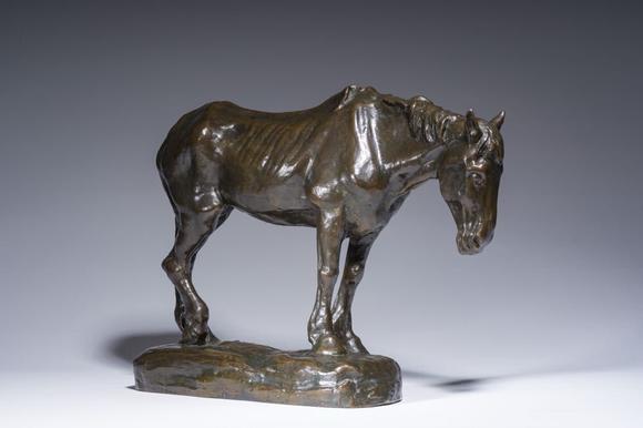 Coronari Auctions BVConstantin Emile Meunier (1831-1905): A mine horse, brown patinated bronze, foundry mark 'J. Petermann Fondeur Bruxelles', ca. 1890