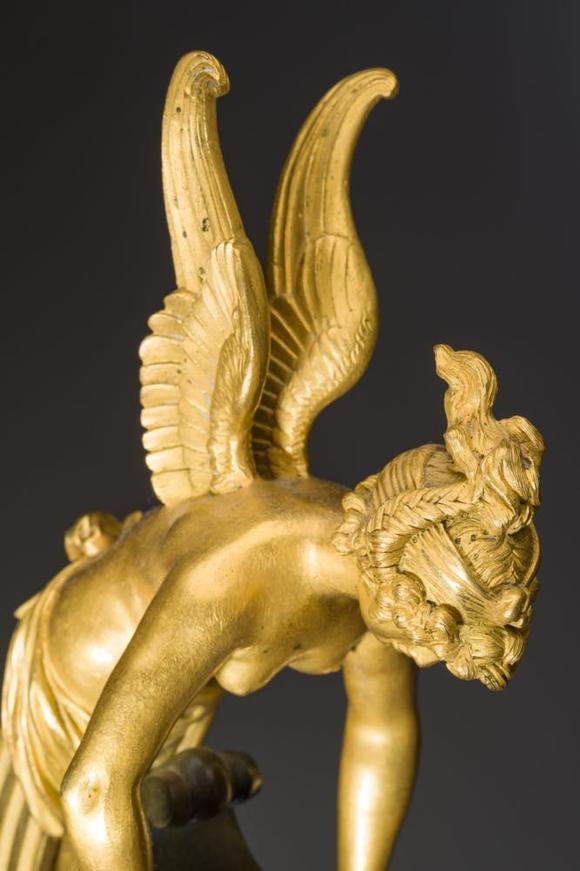 Coronari Auctions BVAn impressive pair of French Empire gilt and patinated bronze ewers on marble bases, attributed to Claude Galle, ca. 1800-1810