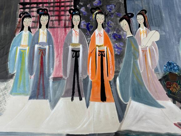 日本松町古美林風(fēng)眠 仕女圖