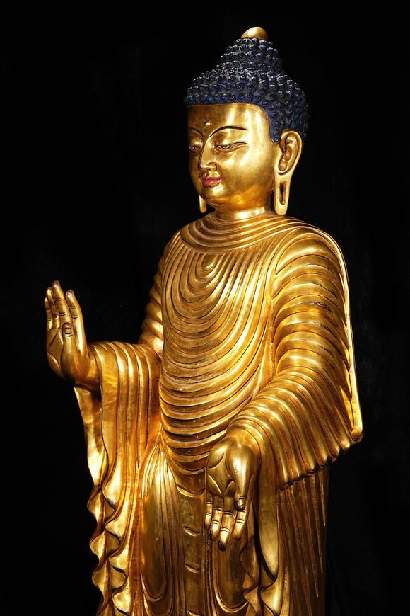 JUBAO HALL AUCTION HOUSE INCMing Dynasty Gilt-Bronze Standing Buddha Shakyamuni