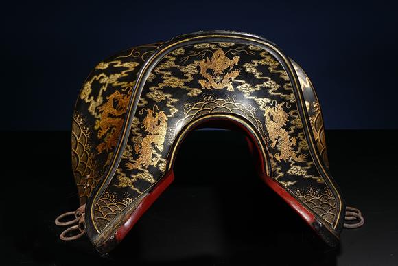 JUBAO HALL AUCTION HOUSE INCQing Dynasty Lacquered Saddle with Sea Wave and Dragon Motifs