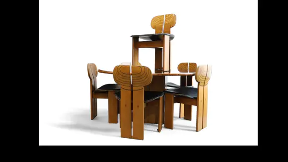 Goldfield Auction sarlsAfra and Tobia SCARPA (1935- ) Exceptional set of one table and six chairs model 