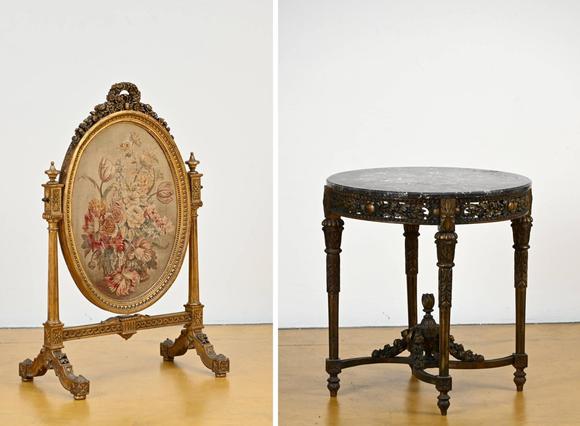 Loeckx AuctioneersGilded wood fire screen, Louis XVI style + Louis X…