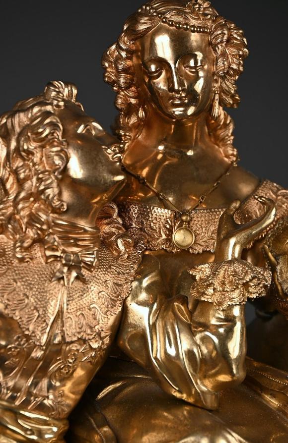Loeckx AuctioneersLarge Louis-Philippe mantel clock in gilded bronze…