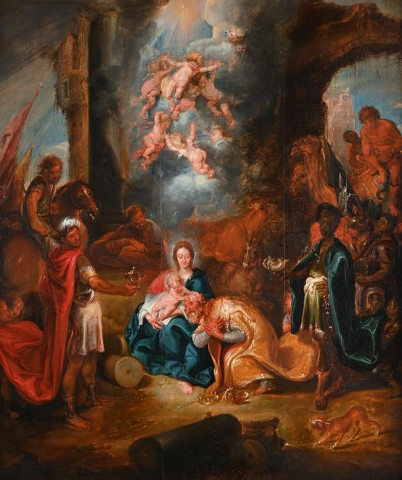 Loeckx AuctioneersSimon De Vos: painting (h/p) \'Adoration of the Mag…