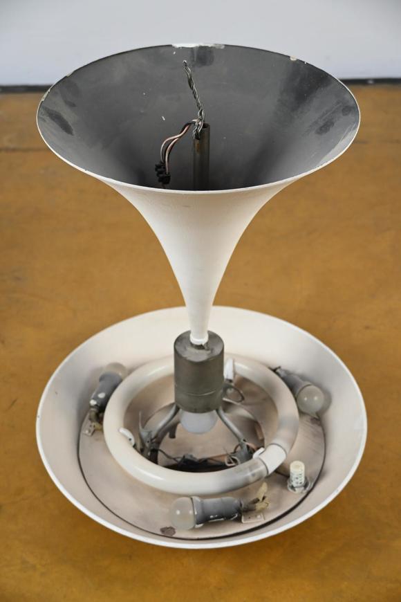 Loeckx AuctioneersA white hanging lamp, probably \'50s - \'60s (*)…