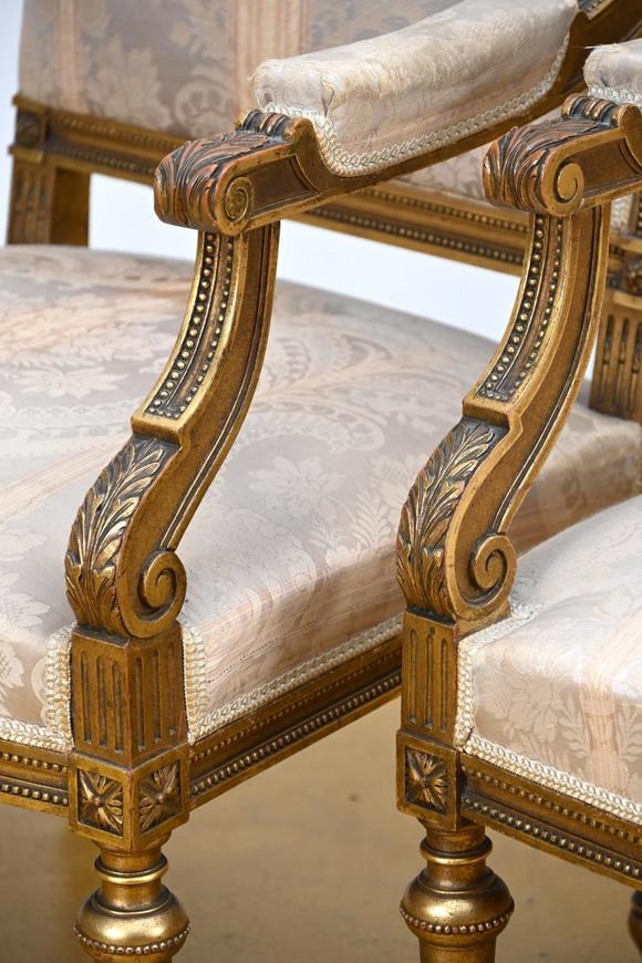 Loeckx AuctioneersGilded Louis XVI style salon with two-seater, two …
