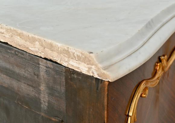 Loeckx AuctioneersLouis XV style chest of drawers with white marble …