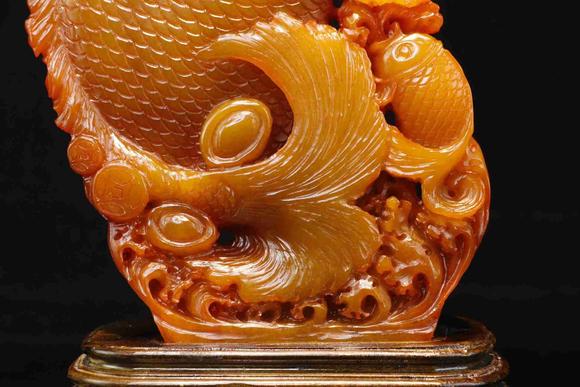 日本松町古美田黃石送財(cái)錦鯉