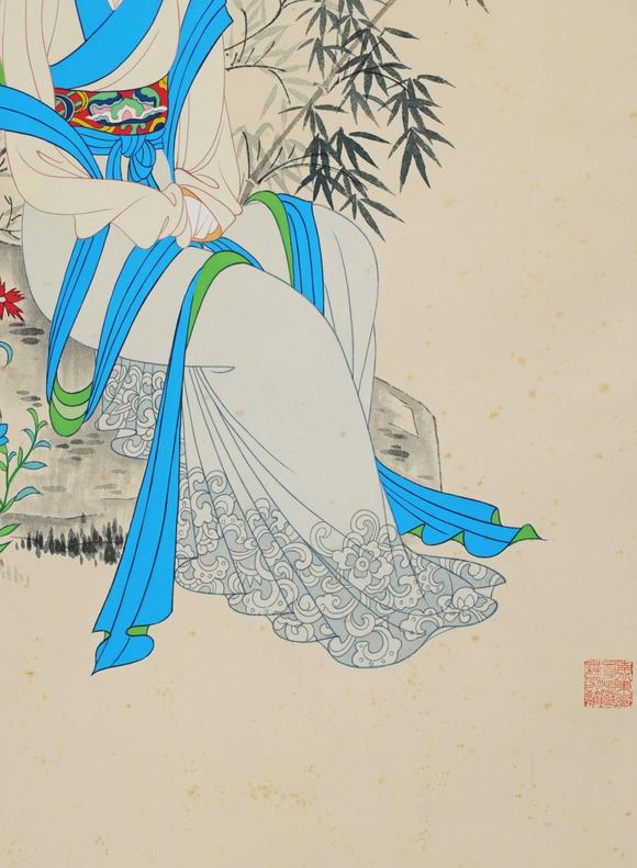 日本松町古美張大千 竹蔭仕女圖