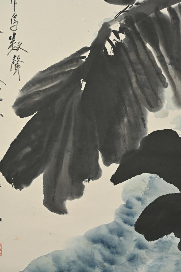 三杉美術(shù)唐雲(yún)為白西紳一郎畫(huà) 芭蕉麻雀