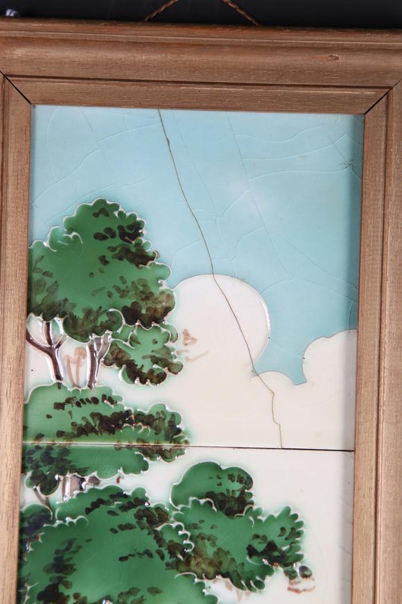 TooveysAn eighteen tile panel printed with a chinoiserie landscape, mid-20t