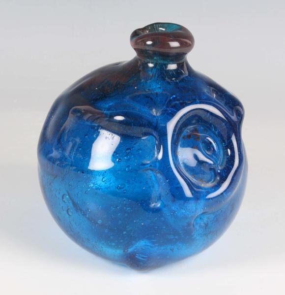 TooveysAn early Samuel Herman studio glass vase, dated 1967, the cobalt blu