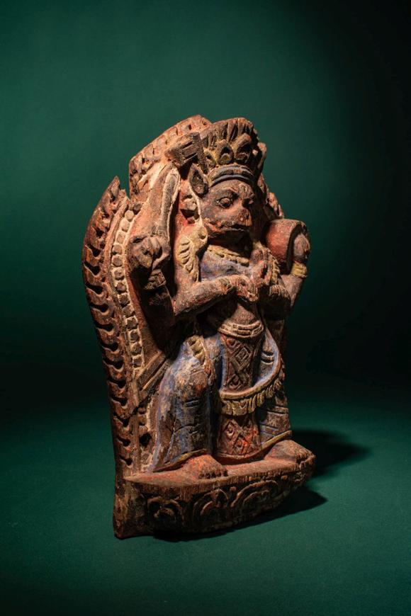 Apollo Art AuctionsCa. 17th century AD. >
A carved wooden figure depicting the goddess Varahi, shown seated frontall