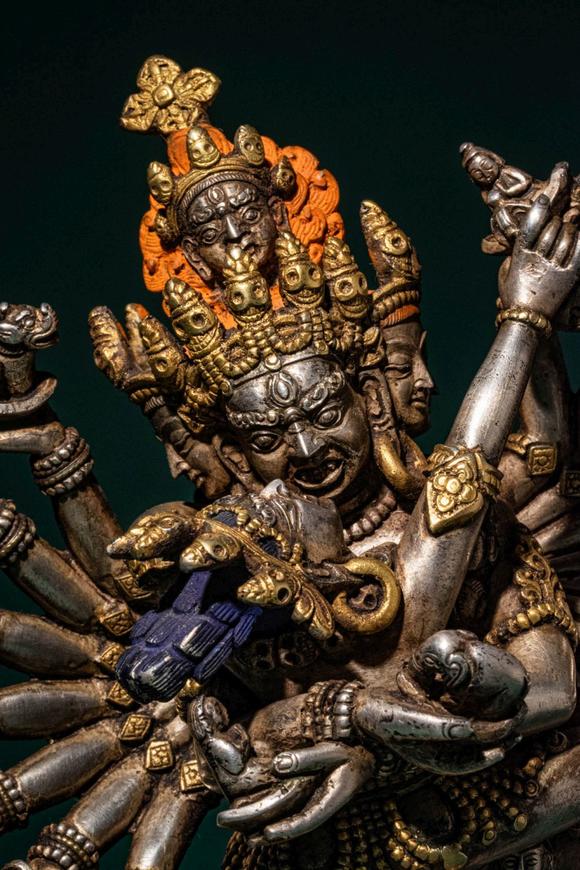 Apollo Art AuctionsCa. 18th-19th century AD. >
A powerful silver and parcel-gilt figure of Chakrasamvara in union wi