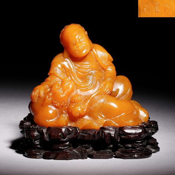 東京飛鳥清 壽山田黃雕羅漢像