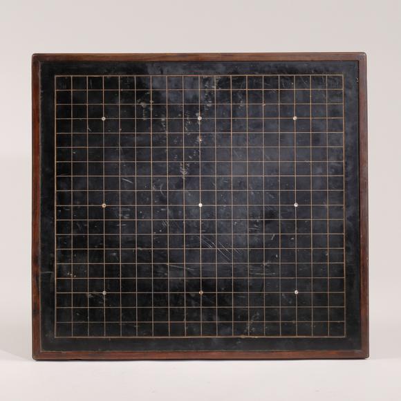 東京飛鳥板橋款 紫檀刻竹棋盤