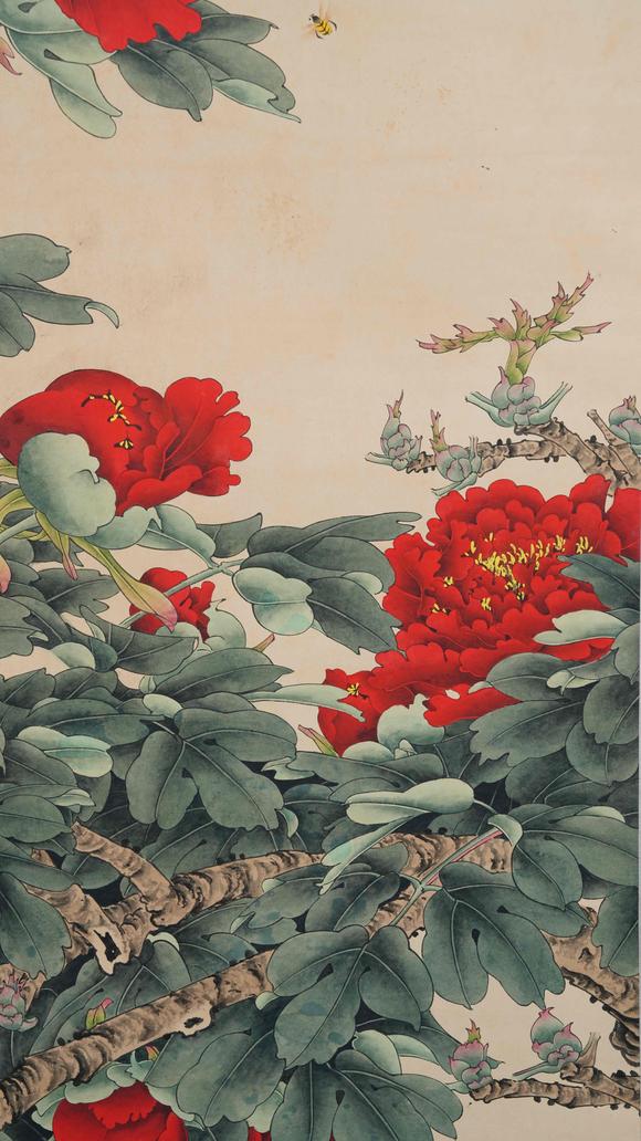 千葉大和於非闇紙本花卉圖畫