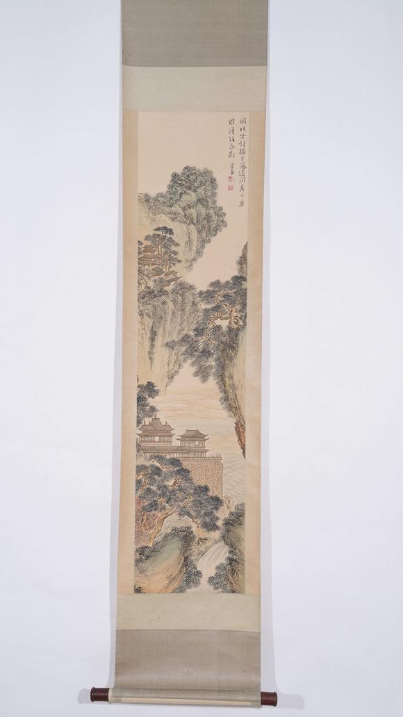千葉大和溥儒紙本山水樓閣圖畫