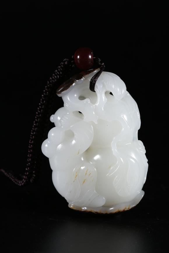 千葉大和和田玉雕童子葫蘆形手把件