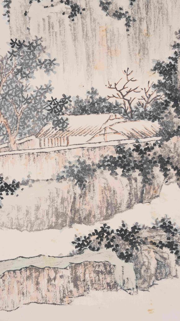 千葉大和溥儒紙本山水圖畫