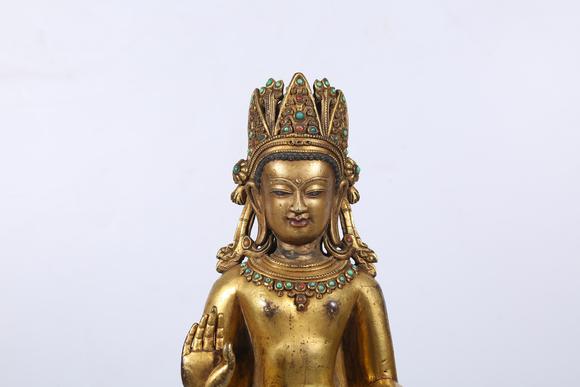 千葉大和銅鎏金寶冠釋迦摩尼立像