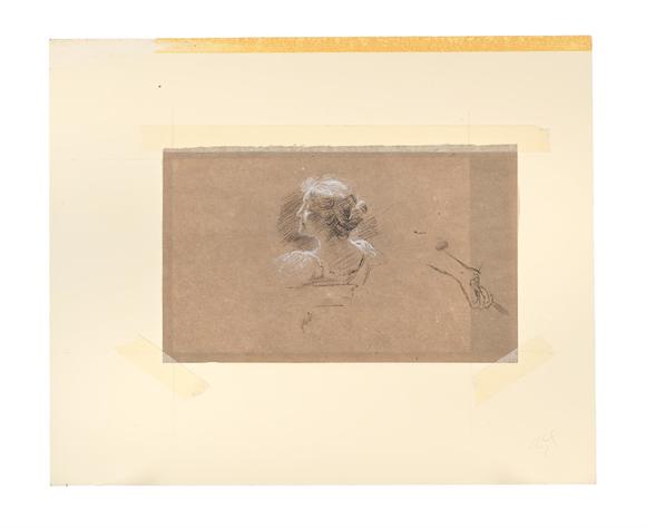 DreweattsFRENCH SCHOOL (LATE 19TH CENTURY), SKETCH OF A LADY WITH A FAN AND A GENTLMAN (RECTO)