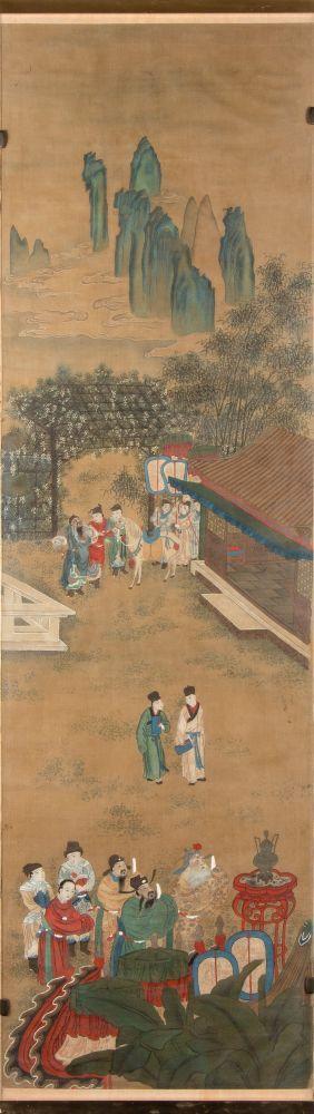 Bertolami Fine ArtAn important painting composed of twelve panels. Ink and colors on silk, China, Qing Dynasty (1644-1912).