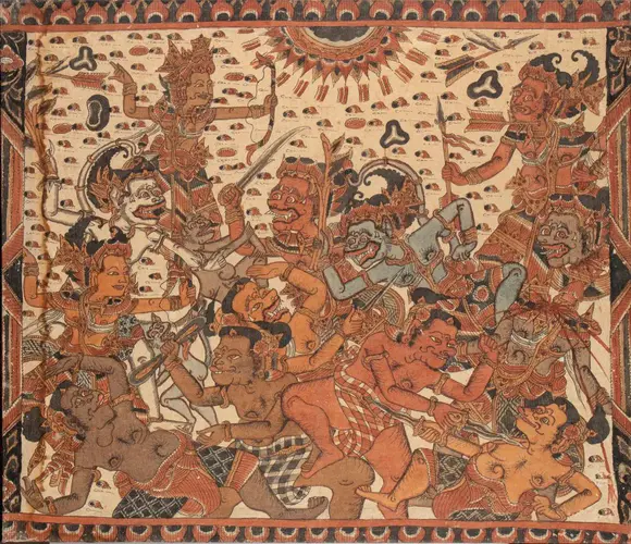 Bertolami Fine ArtTwo Kamasan paintings from Bali on canvas, Indonesia. 20th century