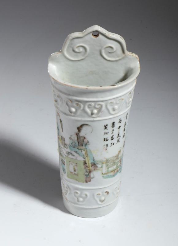 Bertolami Fine ArtPorcelain baguette holder with figure. China, Late Qing Dynasty (1644–1911).