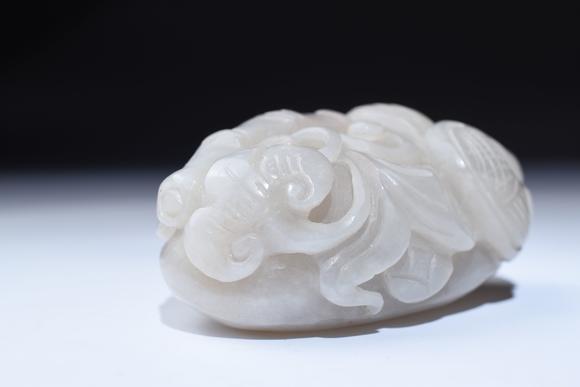 北京寶蘊(yùn)京白玉鴛鴦靈芝手把件