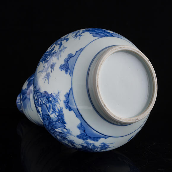 Oakridge Auction Gallery明崇禎 青花人物葫蘆瓶  A Chinese blue and white double gourd-form vase