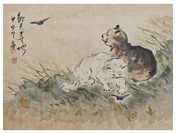 山東常藏貓蝶圖