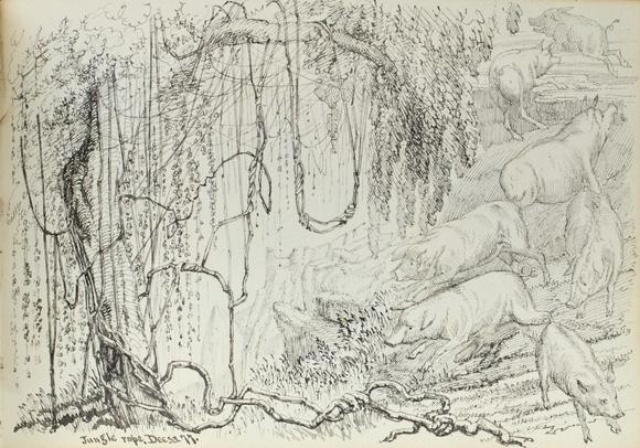 RoseberysDrawings and watercolors from the private sketching diary of Major-General Frederick Stafford Hewett (1826-1880), comprising an album with 159 drawing
