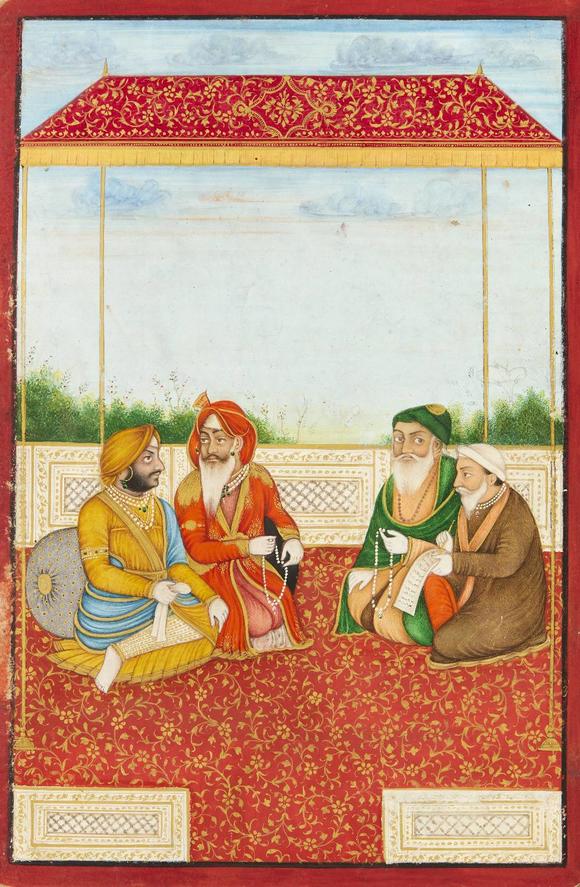 RoseberysA concertina album of ten seated portraits of Sikh rulers,?
North India, late 19th century,?

opaque pigments heightened with gold, each identifi