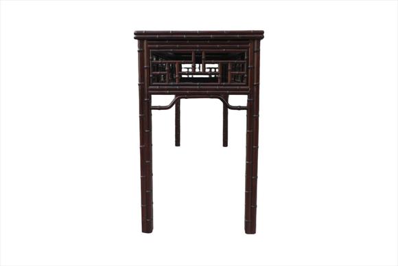 吉本株式會(huì)社清代 黃花梨雕竹節(jié)紋嵌云石長條案