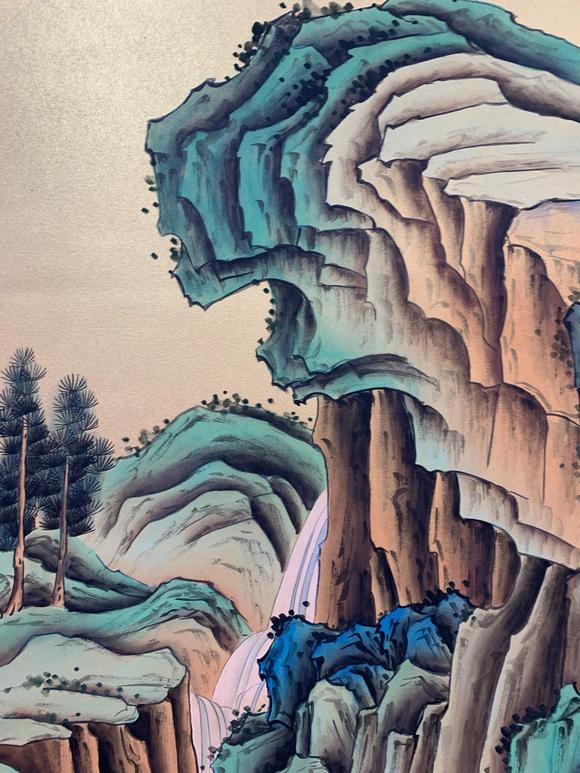 吉本株式會社任重 觀瀑圖 紙本立軸