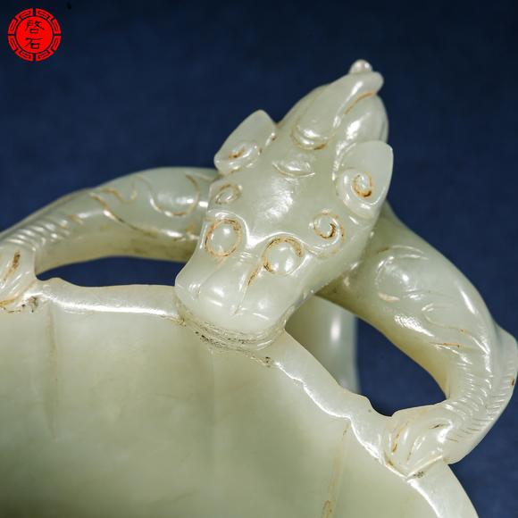 北京啟石明 螭龍耳蓮花杯