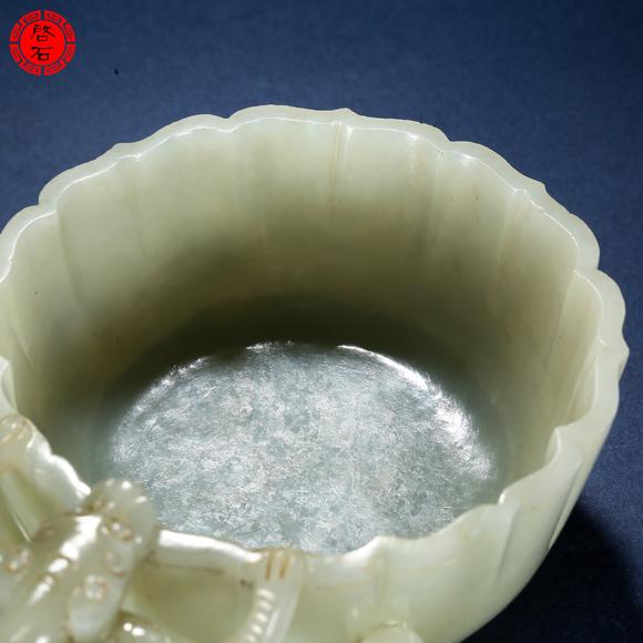 北京啟石明 螭龍耳蓮花杯