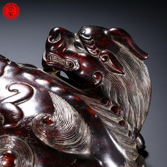 北京啟石清中期 瑞獸座饕餮柱蓮花口燭臺