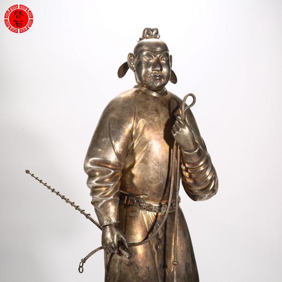 北京啟石明 銀官員立像