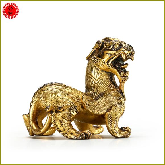 北京啟石明 銅鎏金瑞獸