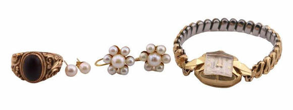 Clarke Auction GalleryJEWELRY. Assorted 14kt Gold and Costume Jewelry.