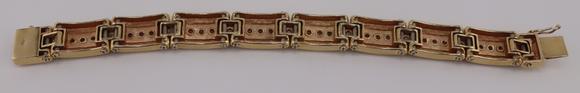 Clarke Auction GalleryJEWELRY. Men's 14kt Gold and Diamond Bracelet.