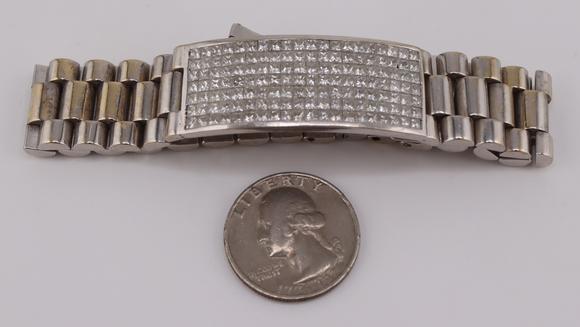 Clarke Auction GalleryJEWELRY. Men's 18kt Gold & 4+ct Diamond Bracelet.