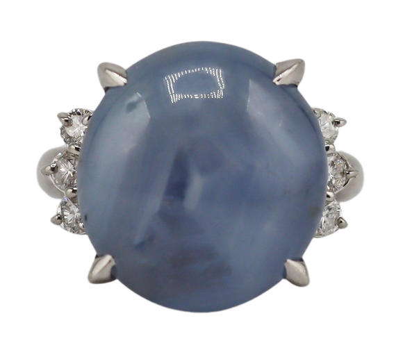 Clarke Auction GalleryJEWELRY. GIA Unheated Ceylon STAR Sapphire and
