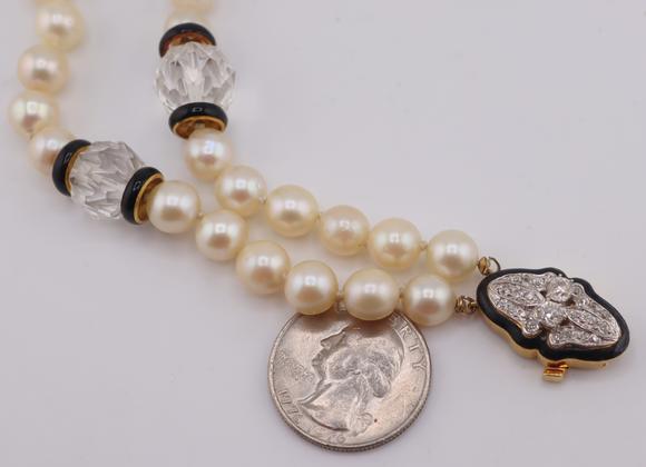 Clarke Auction GalleryJEWELRY. DAVID WEBB 18kt Gold Diamond Pearl, Onyx