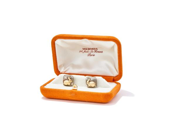 DreweattsHERMèS, A PAIR  OF RABBIT CUFFLINKS