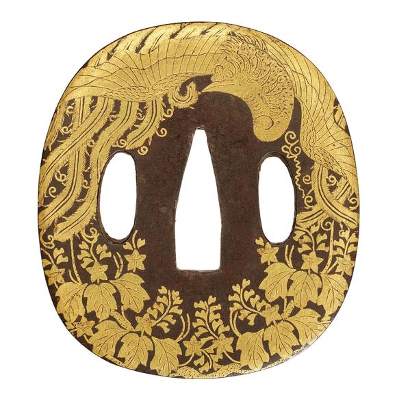 Kunsthaus Lempertz KGA gold nunome iron tsuba. 18/19th century