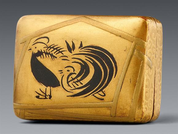 Kunsthaus Lempertz KGA small gold lacquer hako netsuke. 19th century